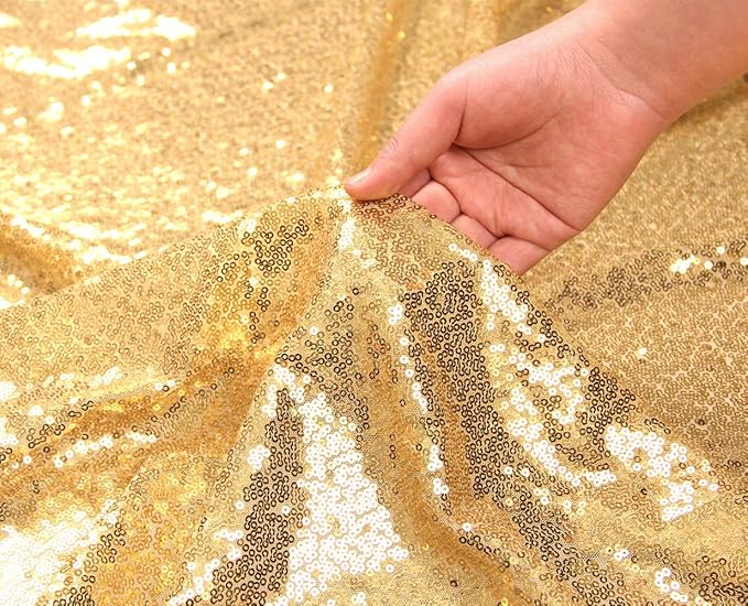 SquarePie Sequin Tablecloth 60 x 102 Inch Gold Sparkly Table Linen for Wedding Party