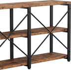 IRONCK Rustic Entryway Console Table, Long Hallway Table 70.8 in 3-Tier, TV Stand Entertainment Center Media Stand for Living Room, Industrial Style, Vintage Brown