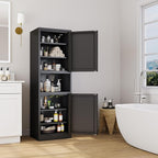 Tall Narrow Storage Cabinet 66.93" H Tall Bathroom Cabinet Metal Pantry Cabinets, 4 Adjustable Shelves for Kitchen, Home Office, Living Room, Dinning Room (20 inches Wide Black)