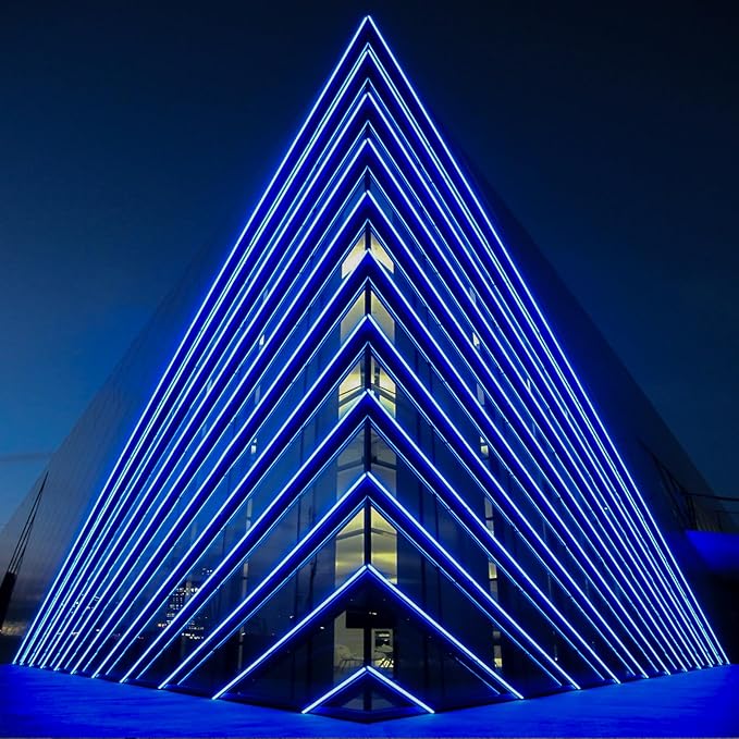 GZBtech Flexible LED Neon Rope Lights 33FT,AC 110-120V Waterproof Strip Light, 120 LEDs/M Cuttable Connectable Neon Lighting for Indoor Outdoor Home Decor/Commercial Building Use-Blue 10M