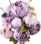 Duovlo Fake Flowers Vintage Artificial Peony Silk Flowers Wedding Home Decoration,Pack of 1 (New Purple)