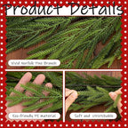 Watayo 4 Pcs Christmas Norfolk Pine Garland, 6 Ft Dense Real Touch Pine Garland Ornament, Realistic Artificial Pines Greenery Garlands for Mantle, Table, Fireplace, Indoor, Outdoor Xmas Decoration