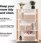 OIAHOMY 3 Pack Storage Baskets for Organizing, 13''X9.85''X8.7'' Storage Bins,Woven Basket with Handles, Toy Storage Bin,Stylish Room Decor Basket, white & Brown variegated