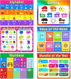 Educational Preschool Placemats for Kids Set of 6 Reusable Plastic Toddler Placemat Non Slip Washable Children Montessori Eat Table Mat for Nursery Homeschool Kindergarten Classroom Dining Table