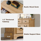 T4TREAM 6 Drawers Dresser Chests for Bedroom, 48" Tall Rustic Chset of Drawers, Wood Dressers Organizer for Bedroom, Living Room,Hallway, Natural Oak