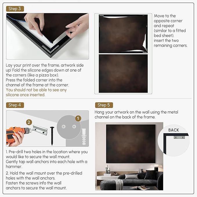 SIGNWIN 46"x60" Extra Large Framed Wall Art Dark Brown Abstract Moody Illustration for Home Living Room Bedroom Decor (Frame Assembly Required)