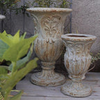 Vintage European Giant Garden Urn Planter, Decorative Cement and Fiber Flower Pot, Make Rust Finished, Wrap Foam Safely Delivered from Local Warehouse (Vintage, Large)