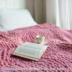 Chunky Knit Blanket - Luxury Soft Cozy 50 * 60 Throw Blanket,100% Woven Blanket Rope Knot Throw Blanket for Couch, Sofa, Home Decor, Gift - Machine Washable（Pink）