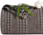 PHF Cooling Waffle Blanket King Size, Lightweight 60% Rayon Derived from Bamboo & 40% Cotton Breathable Blanket for Hot Sleepers, Soft and Luxury for Bed Couch and Sofa, 104"x90", Dark Grey