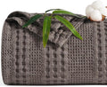 PHF Cooling Waffle Blanket Twin Size, Lightweight 60% Rayon Derived from Bamboo & 40% Cotton Breathable Blanket for Hot Sleepers, Soft and Luxury for Bed Couch and Sofa, 66"x90", Dark Grey