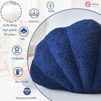 Navy Seashell Throw Pillows, Shell Shaped Throw Pillows, 13 Inch Soft Home Decorative Pillow Plush Cushion for Bed Couch Living Sofa Room Decor Accent Throw Pillow