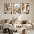 HPINUB Foreign Scenery Framed Canvas Wall Art Set,Vintage Travel City Wall Decor,Modern Minimalist Europe Street Picture Artwork Nature Landscape Art Print for Living Room,Bedroom-16 x24 x3