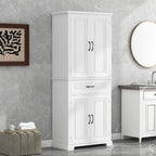 72.2" Tall Storage Cabinet with 4 Doors and Drawer, Freestanding Linen Cabinet, Wooden Pantry with Adjustable Shelf for Kitchen, Bathroom, Living Room White