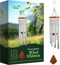 Nature’s Melody Premiere Grande Tunes Wind Chimes – Outdoor Windchime with 6 Tubes Tuned to E Pentatonic Scale, Rustproof Aluminum, Beech Wood & S Hook Hanger for Sympathy, Memorial Gift or Zen Garden
