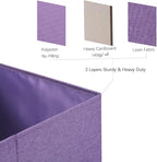 HOONEX Foldable Storage Bins with Lids, Pack of 2, Storage Boxes with 2 Carrying Handles and Sturdy Heavy Cardboard, 16.5" L x 11.8" W x 7.5" H for Shoes, Books, Clothes, Purple