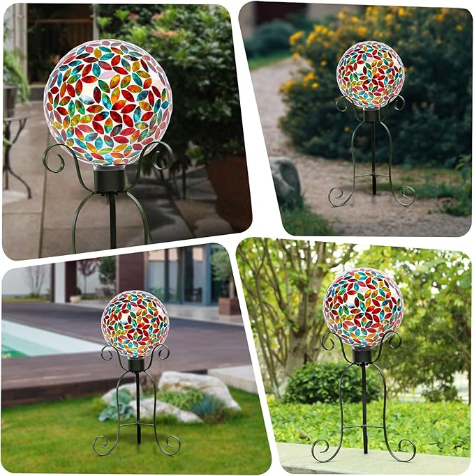 VCUTEKA Gazing Ball, 8" Glass Gazing Balls Sphere for Garden Lawn Outdoor Ornament Yard Decorative