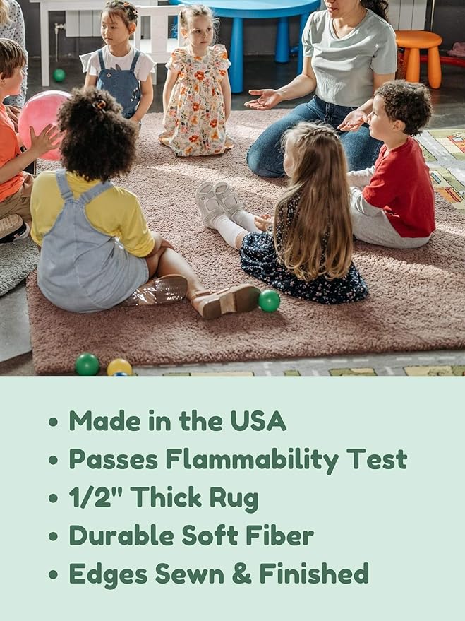 KOECKRITZ Soft and Colorful Kids Classroom Area Rugs (Passes Flammability Pill Test) Many Sizes and Bright Colors to Select from (10' Round, Froggy)