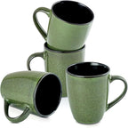 Ceramic Mugs 12oz,Large Ceramic Coffee Cups for Men, Women, Dad, Mom, Modern Coffee Mugs With Handle For Tea,Latte,Cappuccino,Cocoa. (green 4pack)