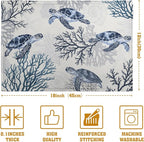 Coastal Beach Placemats Set of 4 Nautical Theme Coral Sea Turtle Navy Blue Place Mat 12x18 Inch Seasonal Summer Ocean Washable Linen Fabric Table Mats for Party Kitchen Dining Decoration
