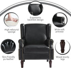 Accent Chairs, Faux Leather High Back Armchair Set of 2 or Living Room, Comfy Upholstered Single Sofa Reading Chairs with Solid Wood Legs for Office, Bedroom, Waiting Room-Black