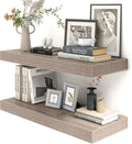 12 Inch Deep Floating Shelves for Wall | 30 Inch Floating Shelves Set of 2 | Rustic Grey Wood Shelves for Living Room Bathroom Laundry Room Bedroom Kitchen Home Office - Rustic Grey