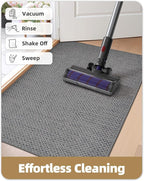 Color&Geometry Front Door Mat Indoor 27"x59", Rugs for Entryway, Non Slip Washable Low-Profile Inside, Entry Mat Entry Rug Door Mat Indoor Entrance, Light Grey (Rolled-up NO Creases)