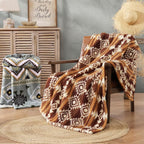 CASAAGUSTO Boho Sherpa Throw Blanket, Aztec, Ultra Soft, Warm, Cozy, Plush, Thick Fleece Bohemian Throw Blanket for Couch, Bed, Sofa (Terracotta 50 * 60 Inch)