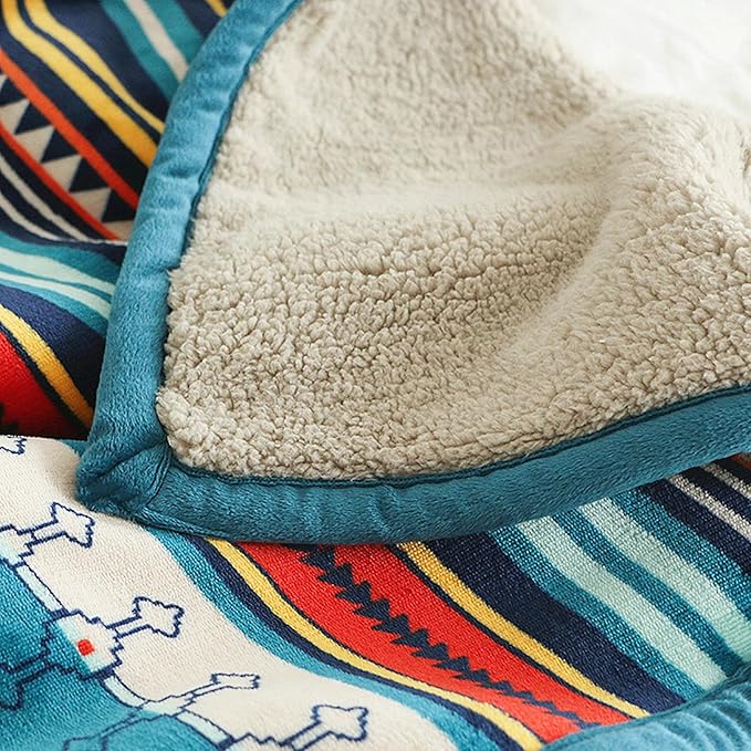 UKELER Bohemian Sherpa Throw 80'' x 60''- Soft Plush Flannel Boho Throw Blankets for Bed/Couch/Sofa/Office/Camping
