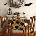 Halloween Table Runner Black Cat Pumpkins Seasonal Kitchen Dining Table Home Outdoor Party Decorations 13x36 Inch