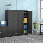 60" Tall Metal Pantry Cabinet, Black Kitchen Pantry Storage Cabinet with Doors and 3 Adjustable Shelves, Cupboard for Kitchen, Dining Room, Living Room, Bathroom
