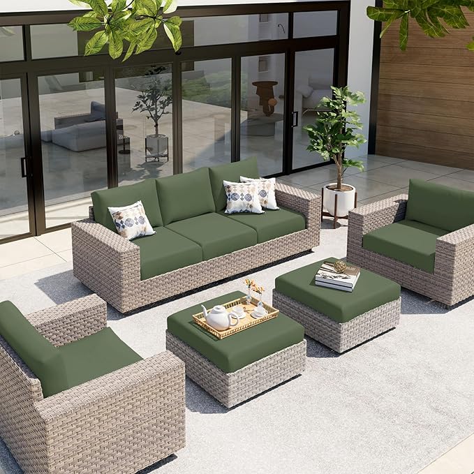 hyha Waterproof Couch Cushion Covers, Stretch Sofa Couch Seat Slipcover for Dog Washable, Non-Slip Waterproof Outdoor Cushion Covers for Patio Furniture Replacement (1 Piece for Large, Bronze Green)