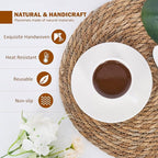 Defined Deco Woven Placemats Set of 10,12" Round Rattan Placemats,Natural Hand-Woven Water Hyacinth Placemats,Farmhouse Weave Place Mats,Rustic Braided Wicker Table Mats for Dining Table,Home,Wedding.