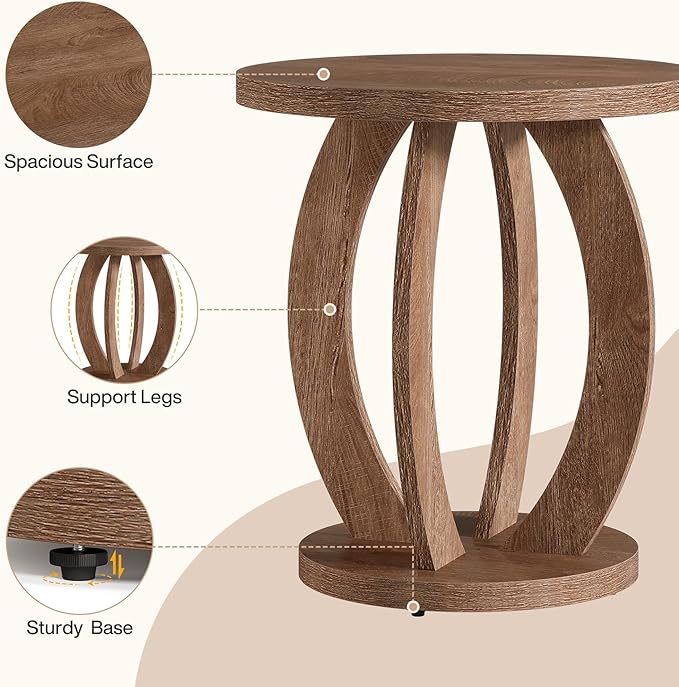Tribesigns Round Side Table with Storage