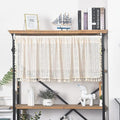 Sutuo Home Boho Sheer Curtain Valance Crochet Lace with Bohemian Hollow Knitted Handmade Tassels, Short Rustic Window Treatment for Kitchen Cafe, Rod Pocket, 1 Panel 59" W x 24" L,Beige