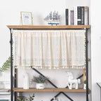 Sutuo Home Boho Sheer Curtain Valance Crochet Lace with Bohemian Hollow Knitted Handmade Tassels, Short Rustic Window Treatment for Kitchen Cafe, Rod Pocket, 1 Panel 59" W x 24" L,Beige