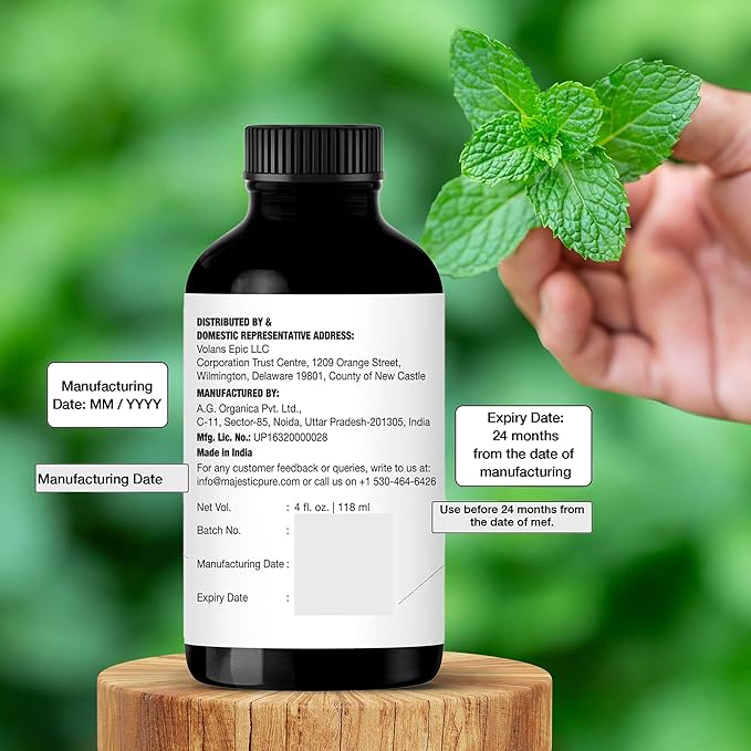 Majestic Pure Peppermint Essential Oil with Glass Dropper - 4 Fl Oz Pack of 2-100% Pure and Natural Peppermint Oil - Premium Grade Essential Oils for Diffuser, Aromatherapy, Soap and Candle Making