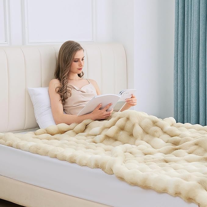 Tie-dye Camel Twin Fuzzy Ultra Soft Bed Comfy Blanket 60x80 Cozy Faux Fur Throw Blanket for Living Room Thick Fluffy Furry Blanket Home Gifts 860 GSM