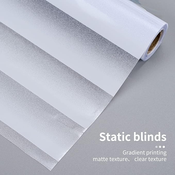 Window Privacy Film with Installation Tools, Blinds Pattern, Static Cling, Anti UV, Heat Control, Ideal for Home Shower Office Glass Door (Blinds Pattern, 17.5X118.1Inch)