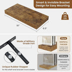 fuqing Floating Shelves for Wall, Bathroom Shelf Wall Mounted for Storage, Shelves with Invisible Bracket for Bedroom, Kitchen, Living Room, Farmhouse Small Book Shelf, 16 Inch Set of 2, Rustic Brown