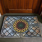 Door Mat Welcome Mat, Heavy Duty Door Mat 17.7 x 29.5 Inch Front Door Mat Rug Doormat for Outdoor Entrance Home Non-Slip Rubber Rug for Front Door, Outside, Entryway, Patio (Flower)