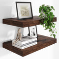 Heimlove 24 x 12 Inch Deep Floating Shelves Wall Mounted with Invisible Brackets,Storage Hanging Shelf for Wall Decor in Bathroom, Bedroom, Kitchen, Living Room, Office Set of 2 (Rustic Brown)