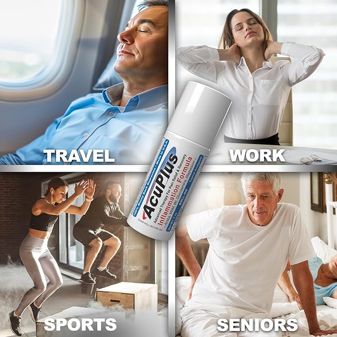 AcuPlus - Pain Relief Roll On - Topical Anti Inflammatory to Soothe Muscles & Joints - Arthritis Pain Reliever, Bursitis, Tendonitis Cream - TSA Compliant, Convenient Roll On - 3 fl. oz. (Pack of 3)