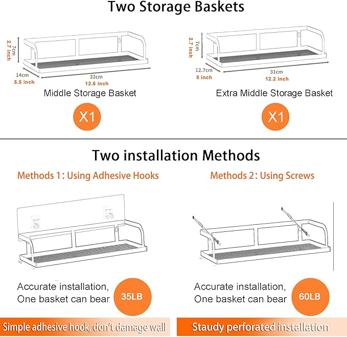 PUSDON Metal Wall Hanging Basket 2 Packs DIY Suitable for Multiple Scenes - Middle Bronze Hollowout