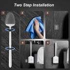 Sellemer Toilet Brush and Holder Set - Flexible Toilet Bowl Brush Head with Silicone Bristles, Compact Size for Storage and Organization, Ventilation Slots Base (1 Pack, White)