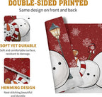 Red Snowman Snowflake Christmas Placemats Set of 4 Seasonal Winter Linen Table Mats 12x18 Inch Xmas Holiday Snow Farmhouse Rustic Washable Place Mat for Party Kitchen Dining Outdoor Indoor Decor