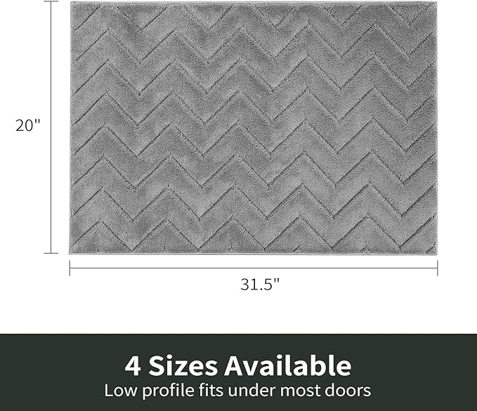 Stiio Front Door Mat Indoor Outdoor Entrance 20x31.5 Inches, Non Slip Washable Entry Rug, Dog Doormat, Absorbent Entrance Mat for Front & Back Door, Muddy Wet Shoes & Paws, Grey