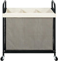 STO STO Laundry Hamper 3 Section, 120L Rolling Laundry Sorter Cart with Removable and Washable Liner Bag, Rolling Clothes Hamper with Metal Handle for Laundry Room and Bedroom