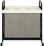 STO STO Laundry Hamper 3 Section, 120L Rolling Laundry Sorter Cart with Removable and Washable Liner Bag, Rolling Clothes Hamper with Metal Handle for Laundry Room and Bedroom