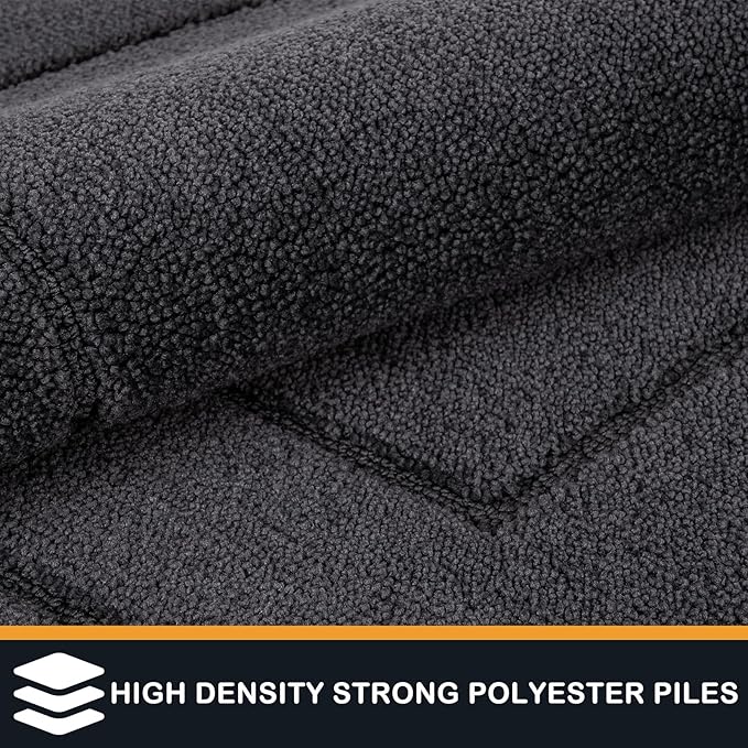 PURRUGS Dirt Trapping Door Mat 24" x 59", Non-Slip/Skid Machine Washable Entryway Rug, Dog Doormat, Super Absorbent Welcome Mat for Muddy Wet Shoes and Paws, Charcoal