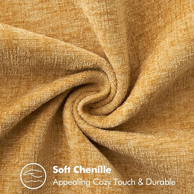 MIULEE Pack of 2 Couch Throw Pillow Covers 12x20 Inch Gold Farmhouse Decorative Pillow Covers with Stitched Edge Soft Chenille Solid Dyed Fall Pillow Covers for Sofa Bed Living Room